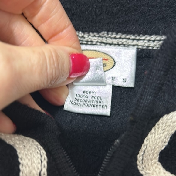 TALBOTS Jacket zip WOOL S Black Front White Trimming SMALL - Picture 4 of 4